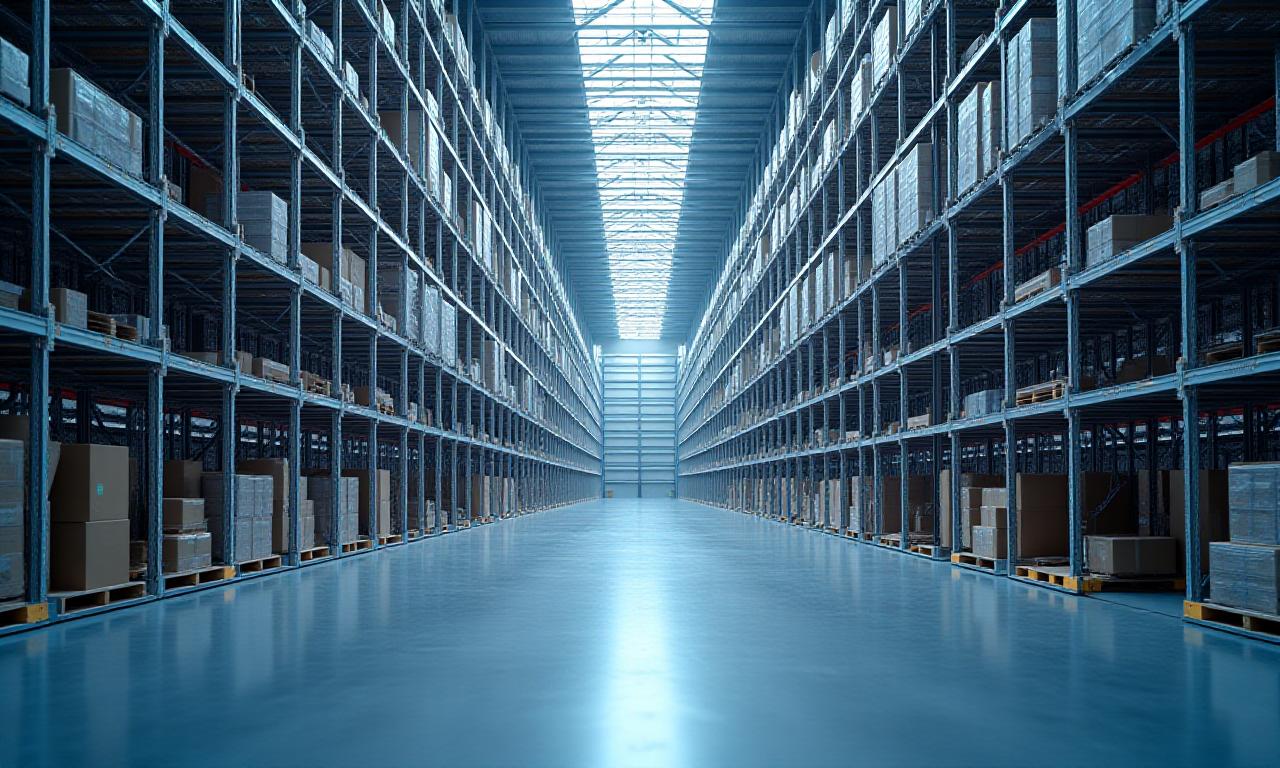 Modern high-capacity warehouse with organized racking system